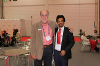 DR HARUN UR RASHID from Bangladesh and GEORGE BRISCOE, from Alcon at the XXXII Congress of the Europian Society of Cataract and Refractiv